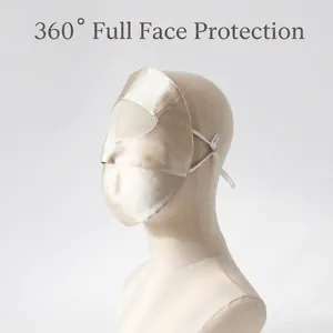 Full Face Sun Protection Mask Pure Mulberry Satin Breathable Skin Care Sleeping Shield Adjustable Strap Women