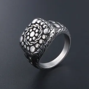 Vintage pebble pattern titanium steel ring for men featuring a unique textured finish