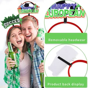 Close-up detail view showing the removable attachment of the creative soccer fan headband