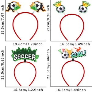 Four styles of football-themed headbands for fans with detailed dimensions for each