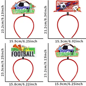 Detailed dimensions of soccer themed headbands for fans, showing height and width.