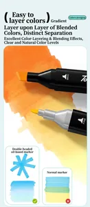 Close-up detail of double-headed alcohol markers showing smooth ink blending and tips