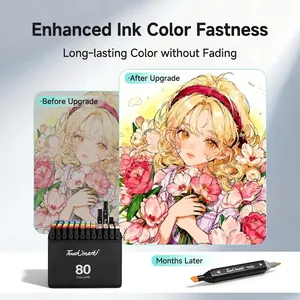 Professional 80 colors alcohol based dual tip art marker set with portable storage bag for artists