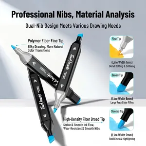Professional Touchmark dual-tip alcohol markers featuring 1mm fine and 6mm broad fiber nibs