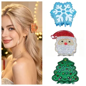 Christmas Gingerbread Man Hair Claw Clip Acrylic Shark Clip Festive Hair Accessory For Women Party Daily Hair Decoration