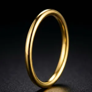 Bague Anneau Minimaliste Acier Inoxydable Poli Haute Brillance Fil Rond Bijoux De Mode Pour Femmes