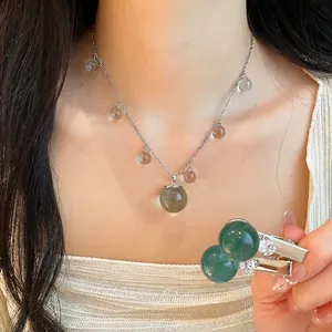 Elegante conjunto de collar y pinzas de resina transparente de estilo coreano chic