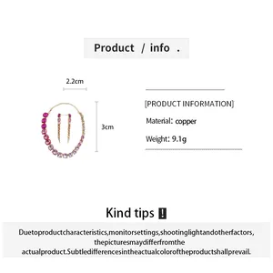 Detailed specifications for gradient pink rhinestone necklace set with dimensions and weight
