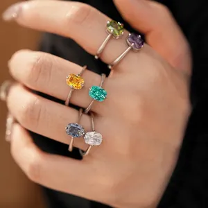 Bague Ovale en Cuivre avec Zirconia pour Femmes Minimaliste Réglable Ouverte Mode Haut de Gamme Bijoux de Main de Fête