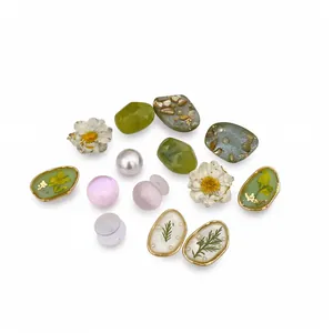 Summer floral resin shoe charms and decorative accessories with pearls and dried plants