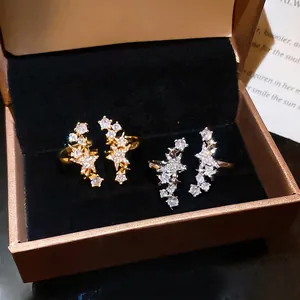 Eleganti clip per orecchie a forma di stella con zirconi, senza buco gioielli moda