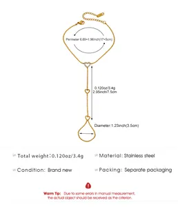 Spécifications détaillées de taille pour ce bijou chaîne de main en acier inoxydable doré