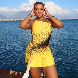 Sexy Women One Shoulder Mini Dress Gradient Tie Dye Hollow Out Ruched Tight Clubwear Party Slim Fit Sleeveless