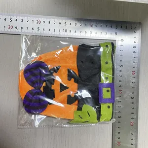 Halloween pumpkin witch candy bag for kids shown with size measurement ruler