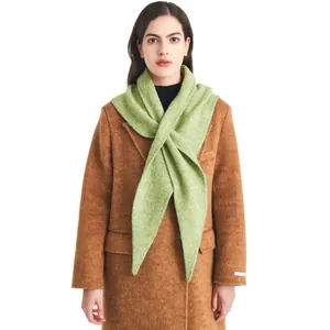 Women's Korean Style Wool Blend Knitted Triangle Scarf Soft Warm Winter Shawl Wrap For Daily Fashion Commuting Use