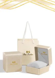 BS Bee Sister luxury champagne gold watch gift box packaging and matching paper bag set