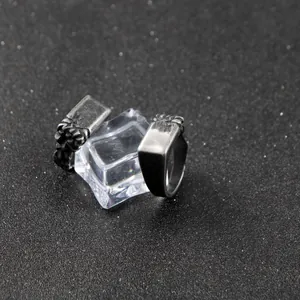 Vintage Stainless Steel Men Ring Distressed Hip Hop Geometric Signet Finger Ring Punk Style Retro Jewelry Accessory