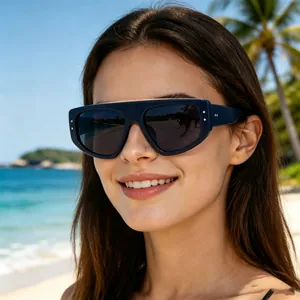 Lunettes De Soleil Surdimensionnées À Toit Plat Protection UV Monture PC Oeil De Chat Sport Plein Air Pour Femmes Et Hommes