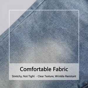 Gros plan sur la texture du denim extensible bleu clair avec détails de tissage