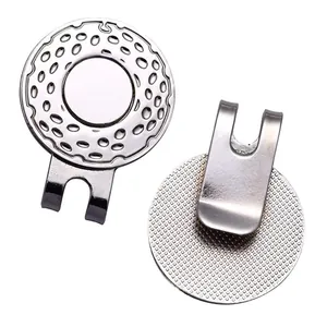 Premium silver magnetic golf ball marker featuring a durable stainless steel hat clip attachment