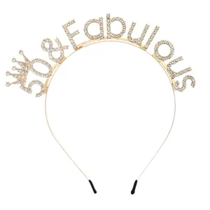 Eleganter 50 and Fabulous goldener Strass Haarreif Tiara für Damen 50. Geburtstagsparty