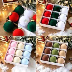Boules de Noël en PET Floqué Décorations Pendentifs de Sapin de Noël en Velours Accessoires de Décoration de Scène de Fête