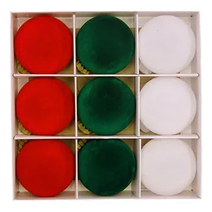Lot de 9 boules de Noël floquées de couleurs rouge, verte et blanche pour le sapin