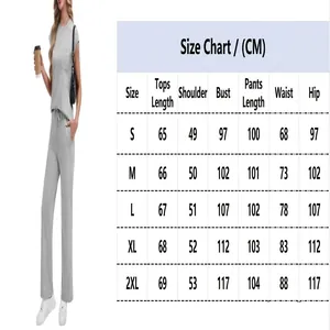 Guide des tailles complet pour ensemble deux pièces décontracté femme avec haut et pantalon