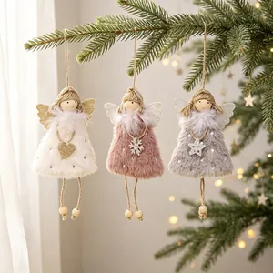 Set of three plush Christmas angel girl doll hanging ornaments for tree decoration
