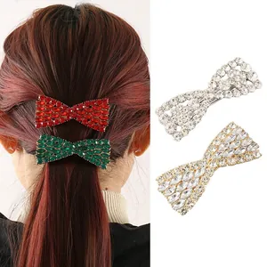 Elegant Bowknot Hair Clip Alloy Sparkling Rhinestones Luxury Vintage Spring Clip For Women Party Daily Hair Accessories