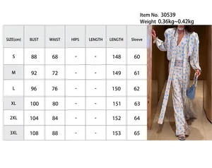 Comprehensive size chart detail for the retro polka dot V-neck dress with bubble sleeves