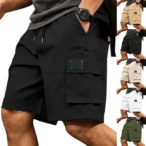 Detailed view of men's outdoor cargo shorts featuring multiple pockets and color options