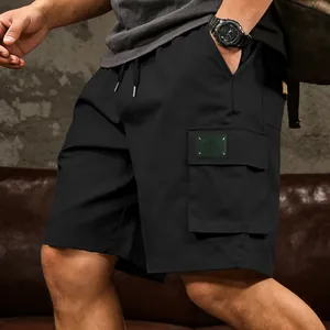 Black men's cargo shorts featuring multiple pockets for sports and outdoor casual wear