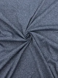 Macro detail of blue marl quick-dry fabric texture for men's athletic sports T-shirt