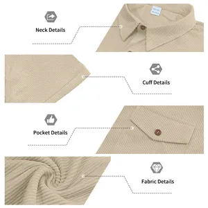 Detailansicht von Kragen, Manschette, Tasche und Stoffstruktur des Herren-Cord-Poloshirts.