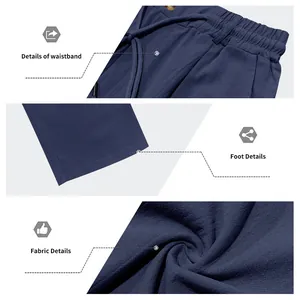 Détails de la taille, de l'ourlet et de la texture du tissu respirant du pantalon d'homme