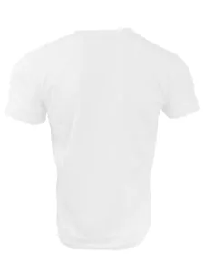Back view of a white quick-dry men's athletic T-shirt for fitness and running