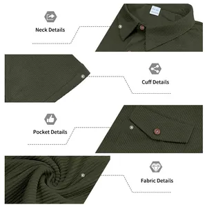 Detailansichten von Polo-Shirt aus Cord mit Ausschnitt, Manschette und Stoffstruktur