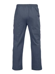 Vue arrière du pantalon décontracté en lin à rayures bleu marine pour hommes