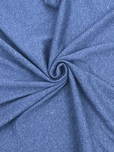 Detail view of blue heathered quick-drying fabric for men's athletic sports t-shirts
