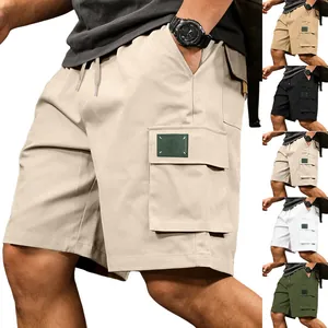 Detailed view of men's cargo shorts with large pockets and multiple color options