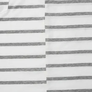 Macro detail view of gray and white horizontal stripes on breathable men's casual T-shirt
