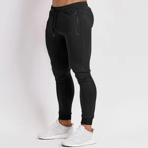 Premium slim fit black men's joggers with zipper pocket for gym workout and sports