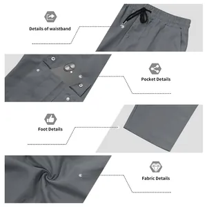 Macro details of men's quick-dry cargo pants showing waistband, pocket, and fabric texture