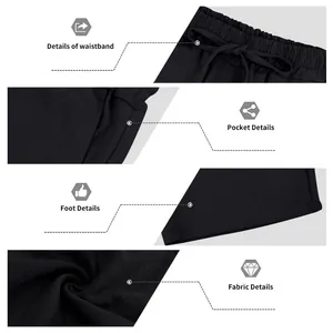 Detailed view of men's black linen shorts showing waistband, pocket and fabric