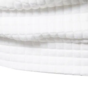 Macro view of white quilted jacquard fabric texture on men's casual sweatshirt detail