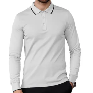 Polo à manches longues pour hommes avec col contrasté pour un look chic décontracté