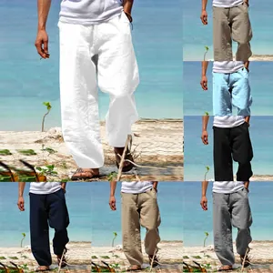 Plusieurs couleurs de pantalons décontractés amples en coton et lin pour hommes