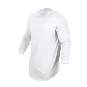 Men's Casual Long Sleeve Slim Fit T-Shirt Solid Color Round Neck Basic Pullover Breathable Quick Dry Top