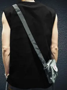 Back view of a loose black quick-dry sports tank top for men's fitness and running